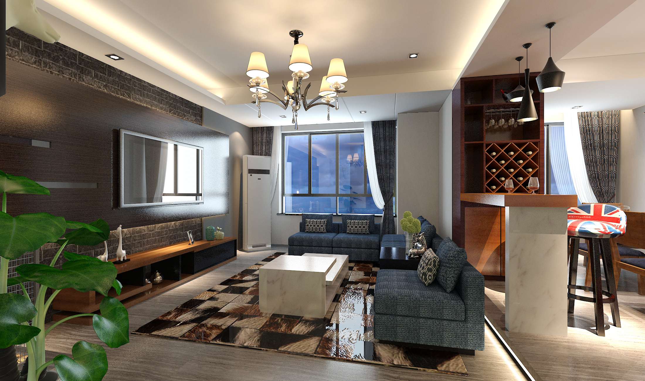 泰禾首璽復(fù)式樓裝修：暖色的燈光是色調(diào)的調(diào)整關(guān)鍵。